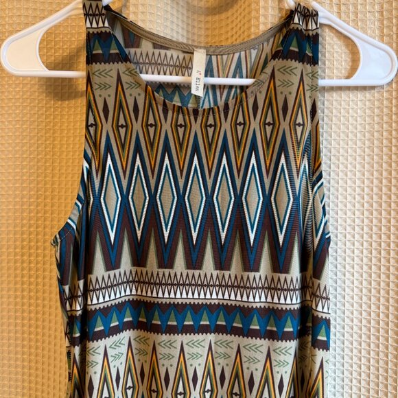 A+ Ellen Geometric Print Sleeveless Midi Dress – Size Medium (Soft Stretch Knit) - Picture 3 of 4